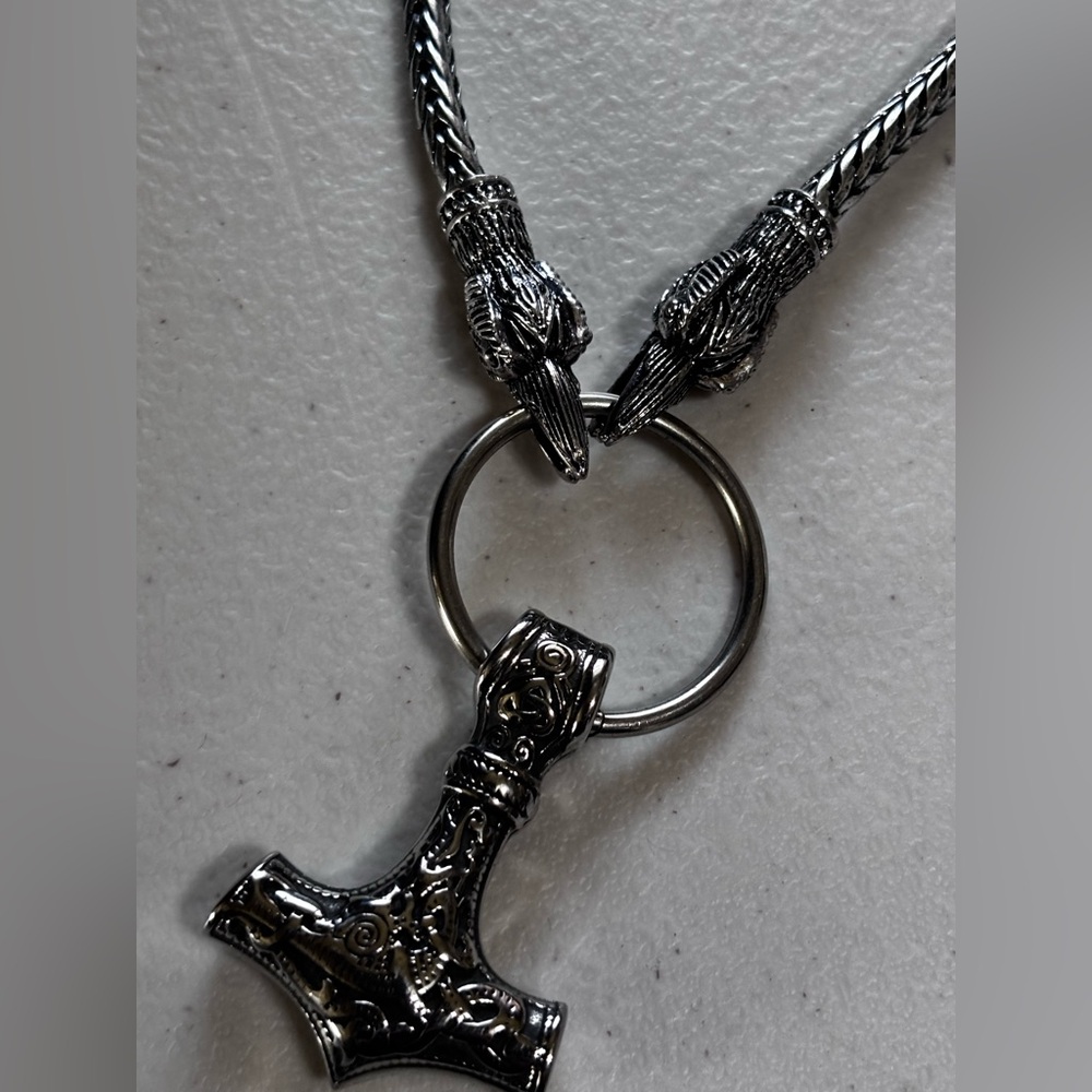 Men's Silver Hammer Pendant‎ Necklace